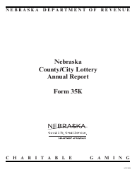 Document preview: Form 35K Nebraska County/City Lottery Annual Report - Nebraska