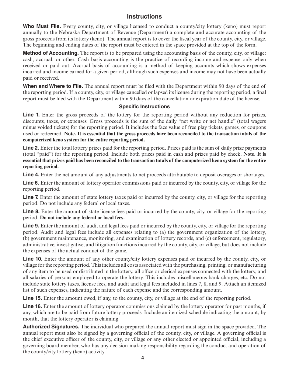 Form 35K Nebraska County / City Lottery Annual Report - Nebraska, Page 4