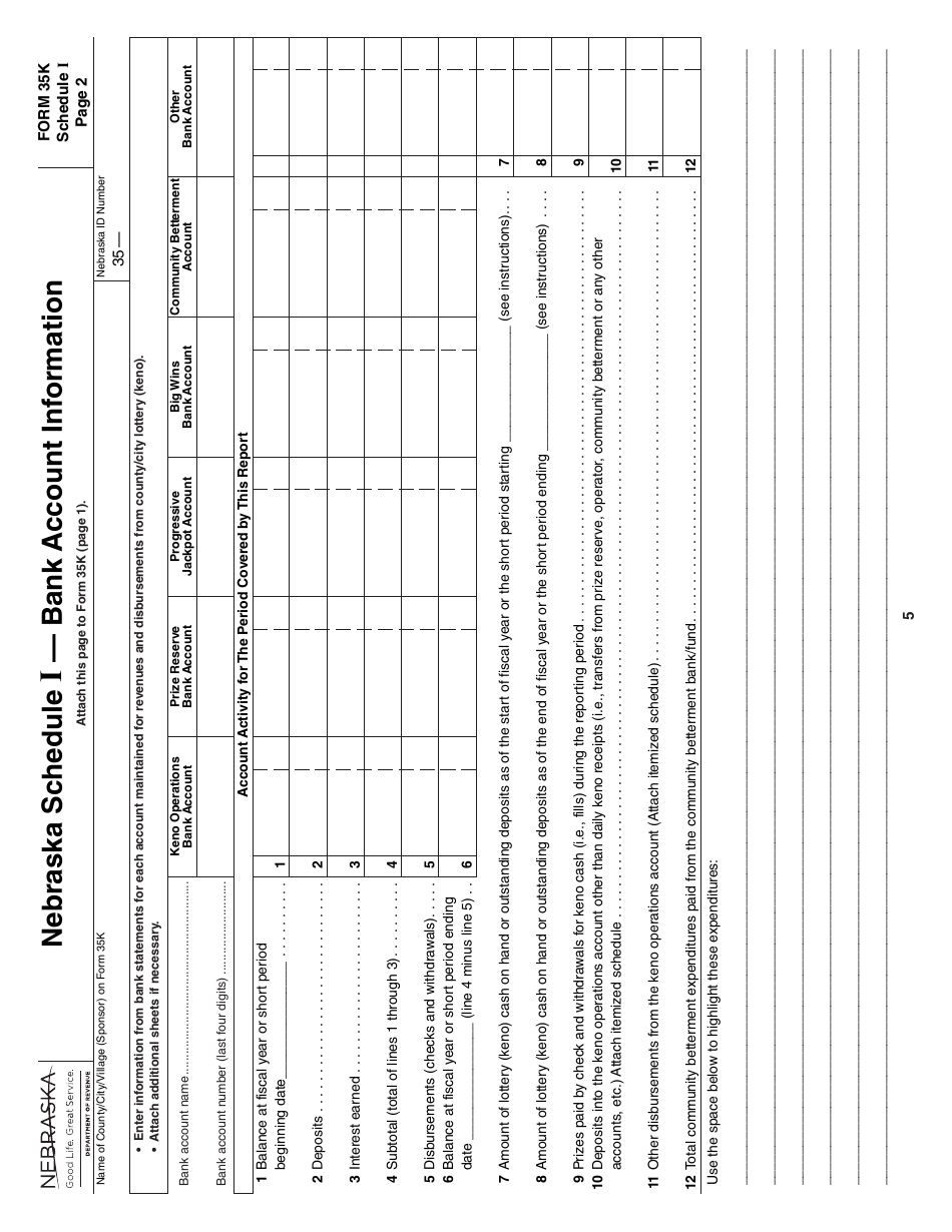 Form 35K Nebraska County / City Lottery Annual Report - Nebraska, Page 5