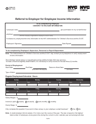 Form CFWB-015 Referral to Employer for Employee Income Information - New York City
