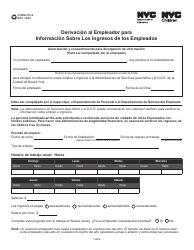 Document preview: Formulario CFWB-015 Derivacion Al Empleador Para Informacion Sobre Los Ingresos De Los Empleados - New York City (Spanish)