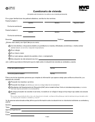 Formulario CFWB-027 Cuestionario De Vivienda - New York City (Spanish)
