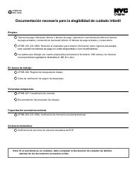 Document preview: Formulario CFWB-022 Documentacion Necesaria Para La Elegibilidad De Cuidado Infantil - New York City (Spanish)