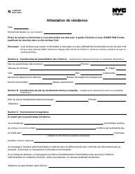 Document preview: Form CFWB-067 Residency Attestation - New York City (French)