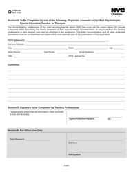 Form CFWB-001 Special Needs Application - New York City, Page 2