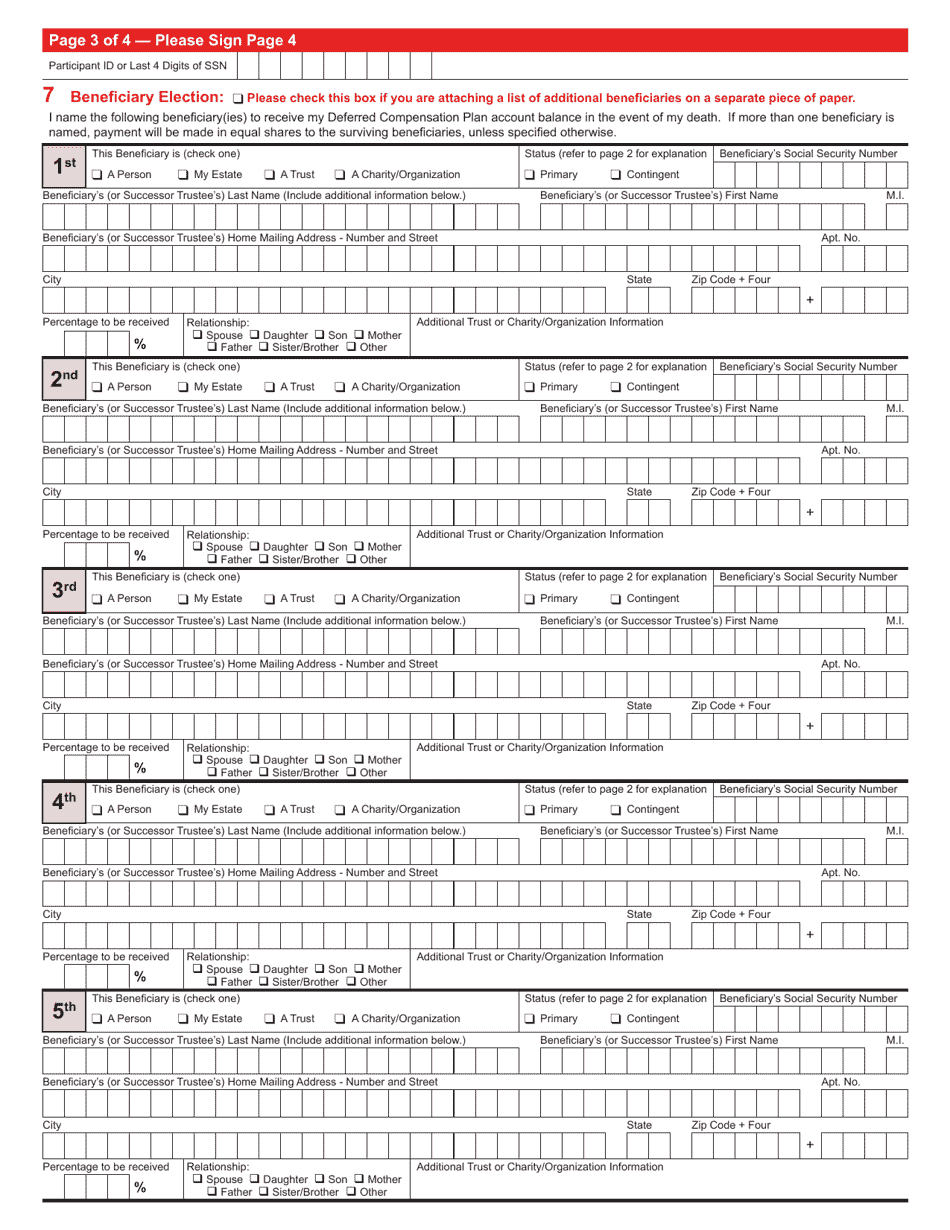 New York City Deferred Compensation Plan Change Form Fill Out, Sign