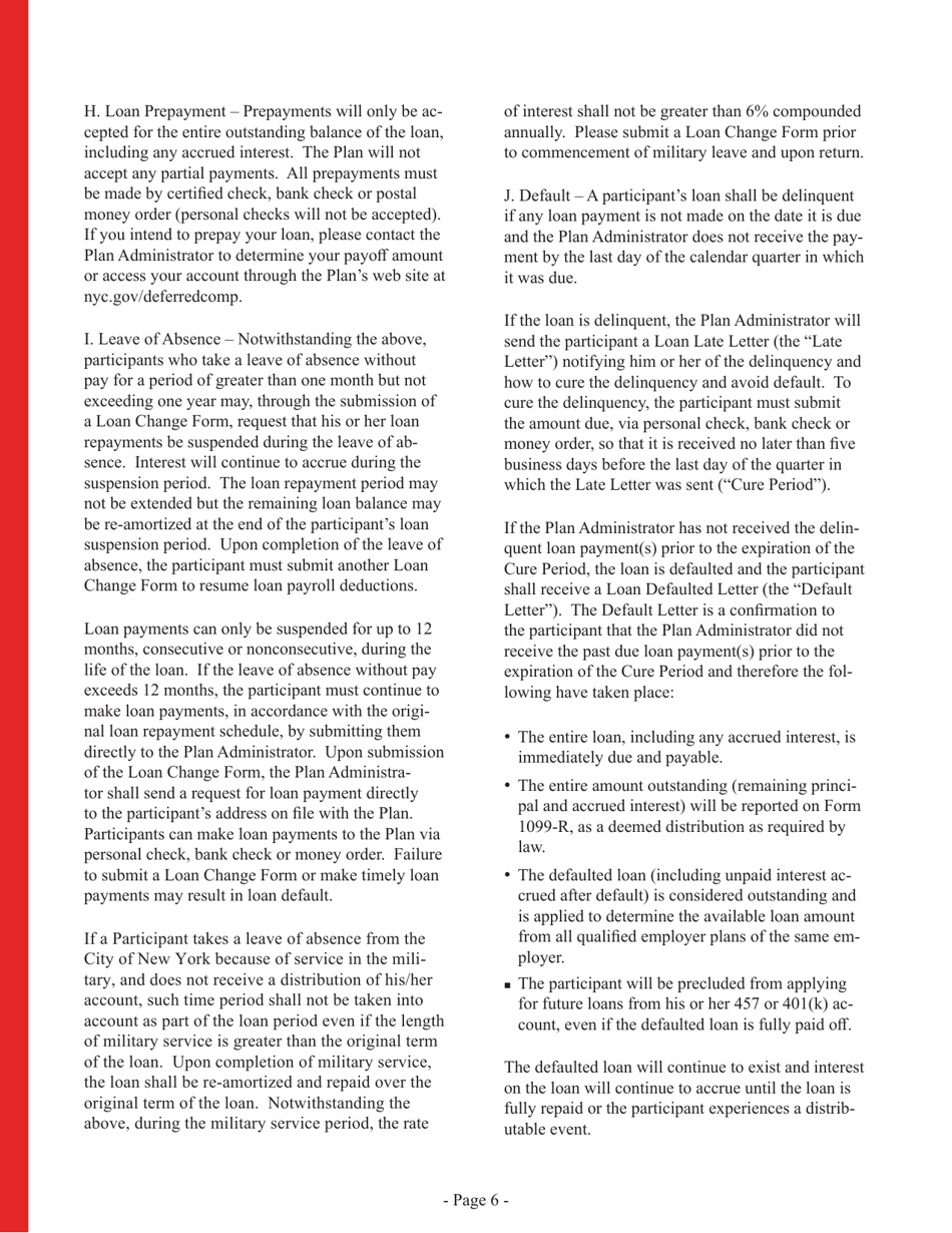 Eferred Compensation Plan Loan Application - New York City, Page 6