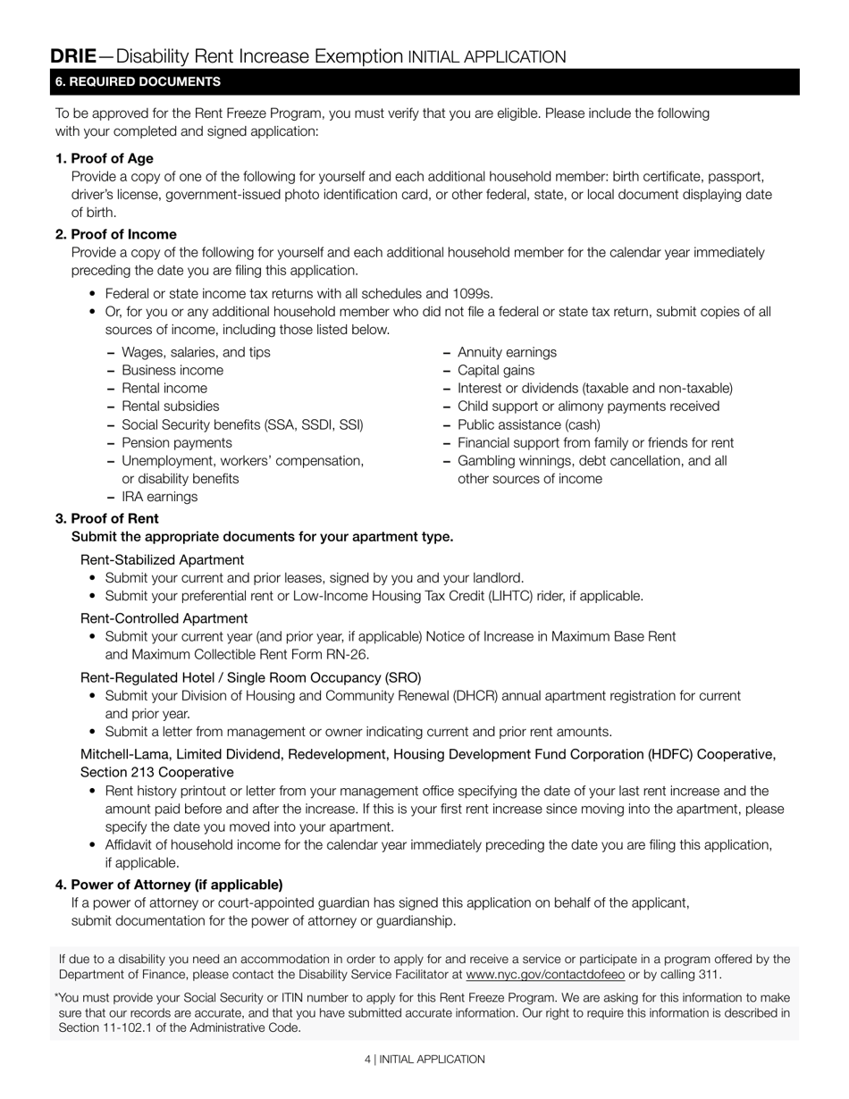Disability Rent Increase Exemption (Drie) Initial Application - New York City, Page 4