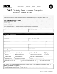Document preview: Disability Rent Increase Exemption (Drie) Renewal Application - New York City