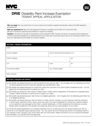 Document preview: Disability Rent Increase Exemption Tenant Appeal Application - New York City