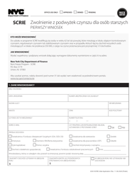 Senior Citizen Rent Increase Exemption Initial Application - New York City (Polish)