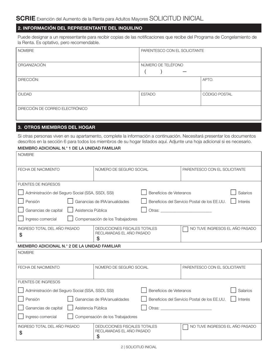 Exencion Del Aumento De La Renta Para Personas De Edad Avanzada Solicitud Inicial - New York City (Spanish), Page 2