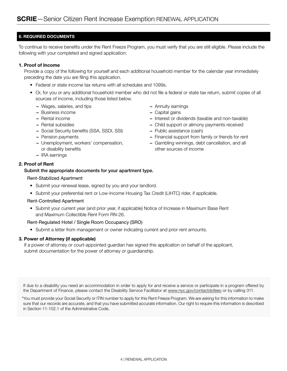 Senior Citizen Rent Increase Exemption Renewal Application - New York City, Page 4