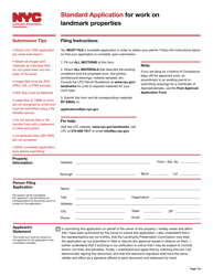 Standard Application for Work on Landmark Properties - New York City