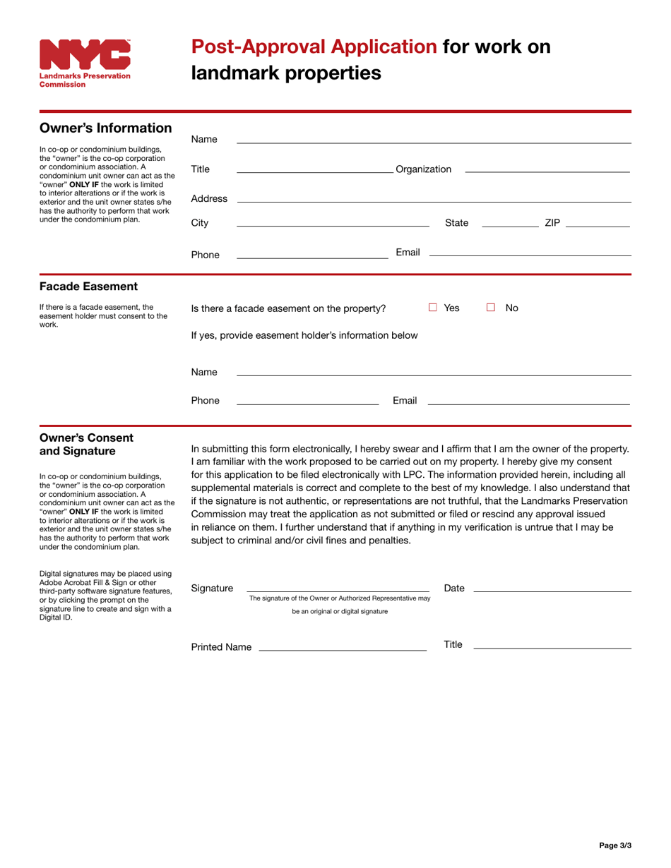 Post-approval Application for Work on Landmark Properties - New York City, Page 3