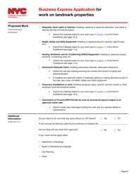 Business Express Application for Work on Landmark Properties - New York City, Page 3