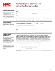 Business Express Application for Work on Landmark Properties - New York City, Page 4