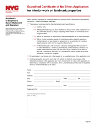 Expedited Certificate of No Effect Application for Interior Work on Landmark Properties - New York City, Page 2