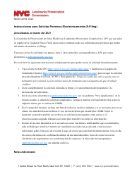 Document preview: Instrucciones Para Solicitar Permisos Electronicamente (E-Filing) - New York City (Spanish)