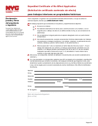 Solicitud De Certificado Acelerado Sin Efecto Para Trabajos Interiores En Propiedades Historicas - New York City (Spanish), Page 2