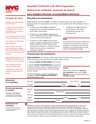 Document preview: Solicitud De Certificado Acelerado Sin Efecto Para Trabajos Interiores En Propiedades Historicas - New York City (Spanish)