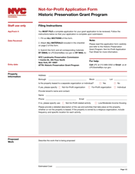 Not-For-Profit Application Form - Historic Preservation Grant Program - New York City, Page 3