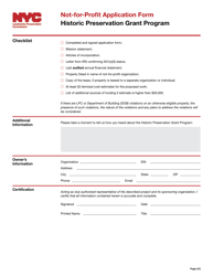 Not-For-Profit Application Form - Historic Preservation Grant Program - New York City, Page 4