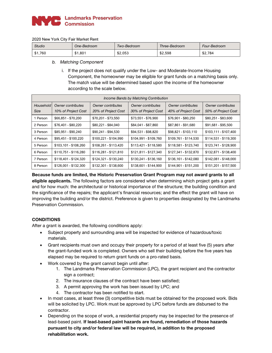 Homeowner Application - Historic Preservation Grant Program - New York City, Page 2