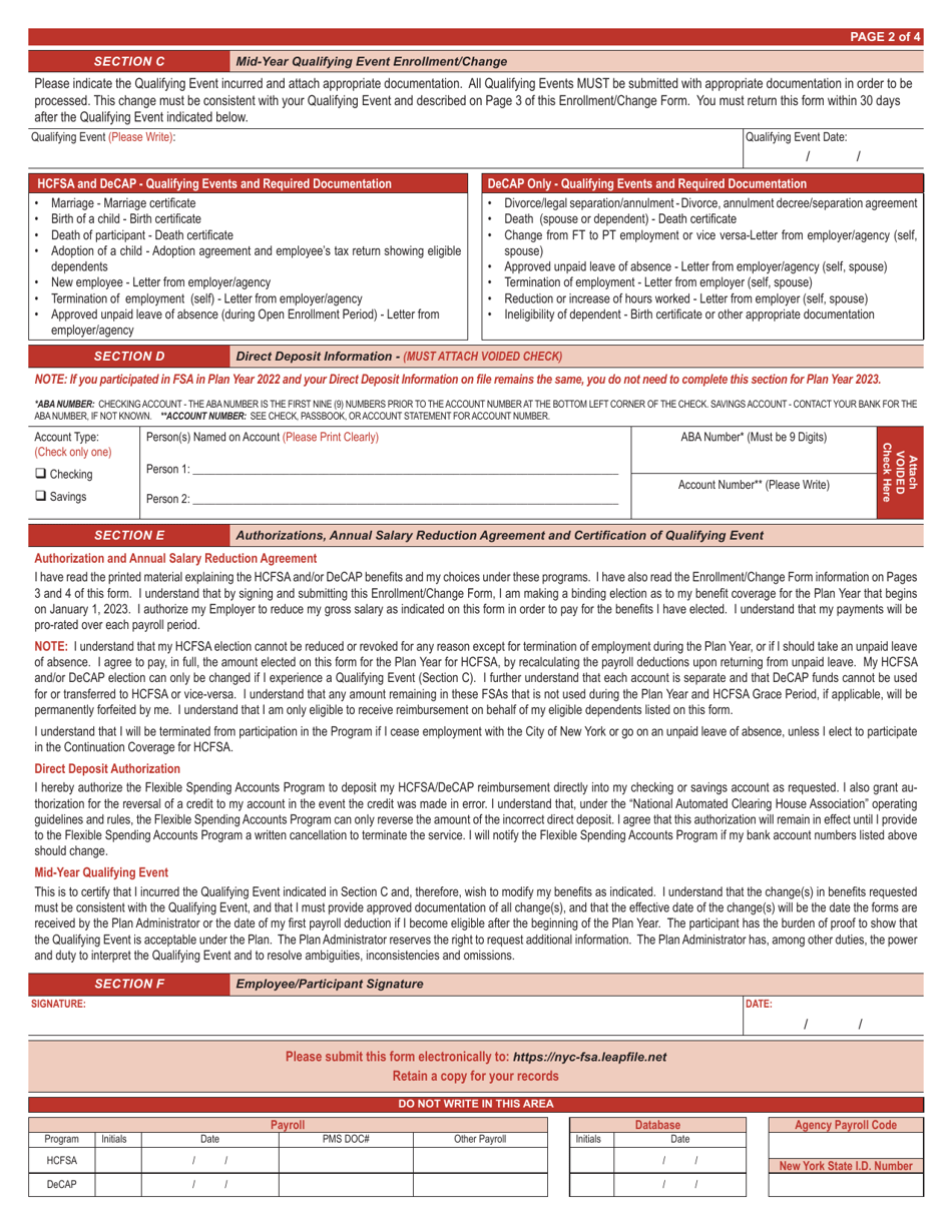 2023 New York City Plan Year Enrollment/Change Form - Flexible Spending ...