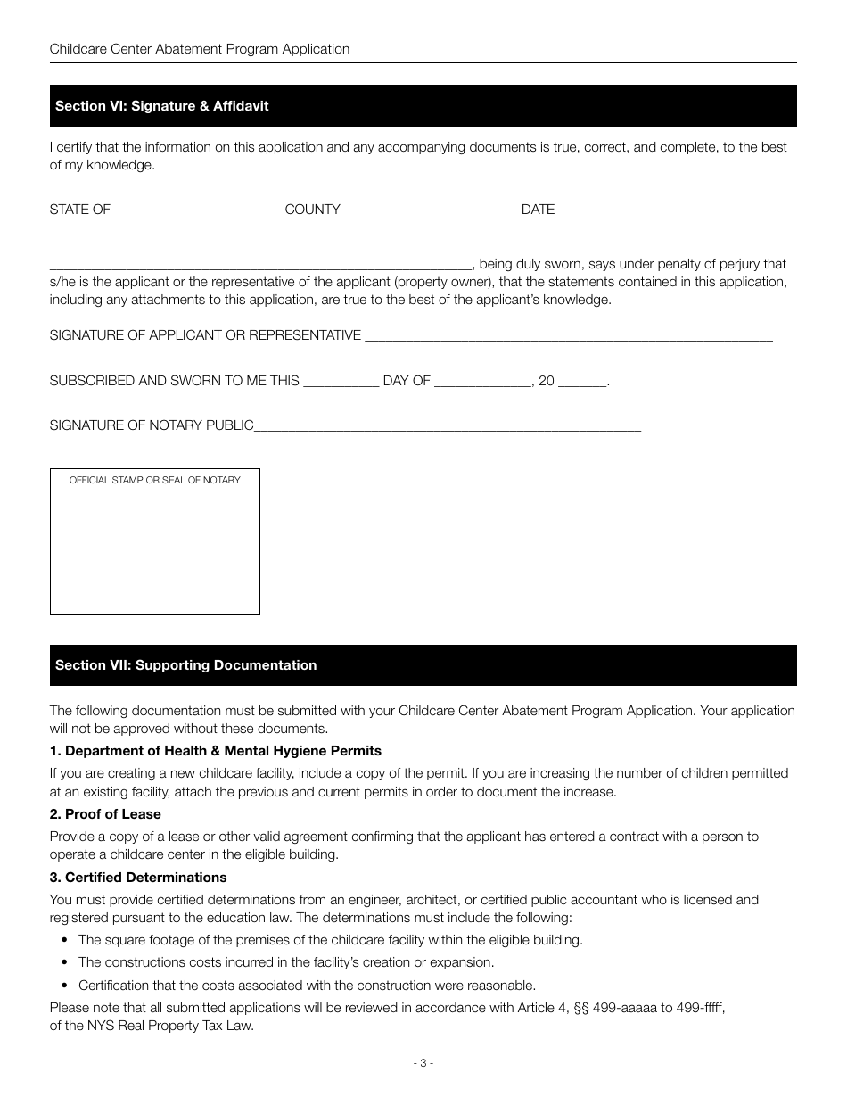 Childcare Center Abatement Program Application - New York City, Page 3