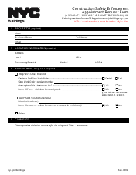 Document preview: Construction Safety Enforcement Appointment Request Form - New York City