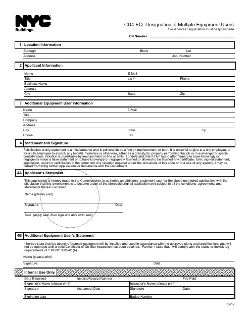 Form CD4-EQ  Printable Pdf