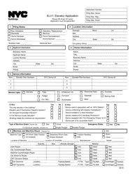 Document preview: Form ELV1 Elevator Application - New York City