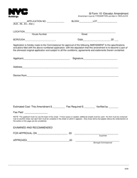 Document preview: B Form 10 Elevator Amendment - New York City