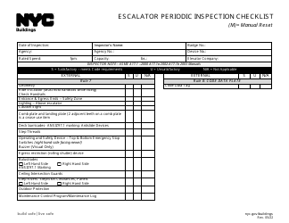 Document preview: Escalator Periodic Inspection Checklist - New York City
