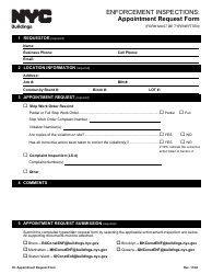 Document preview: Enforcement Inspections: Appointment Request Form - New York City