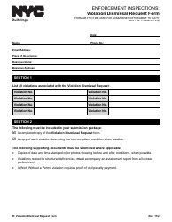 Document preview: Enforcement Inspections: Violation Dismissal Request Form - New York City
