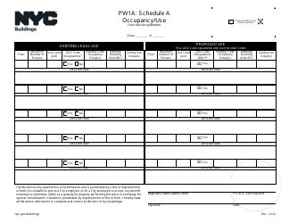 Document preview: Form PW1A Schedule A Occupancy/Use - New York City
