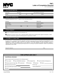 Document preview: Form PW7 Letter of Completion Request - New York City