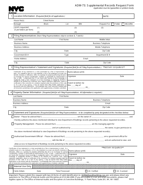 Form ADM-73  Printable Pdf