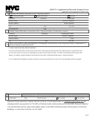 Form ADM-73 Supplemental Records Request Form - New York City, Page 2