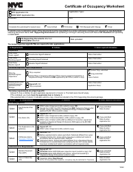 Document preview: Certificate of Occupancy Worksheet - New York City