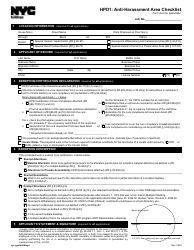 Document preview: Form HPD1 Anti-harassment Area Checklist - New York City