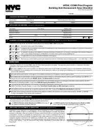Document preview: Form HPD4 CONH Pilot Program Building Anti-harassment Checklist - New York City