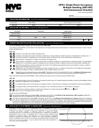 Document preview: Form HPD3 Single Room Occupancy Multiple Dwelling (Sro Md) Anti-harassment Checklist - New York City