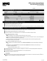 Document preview: Form HPD2 Clinton Special District Anti-harassment Checklist - New York City