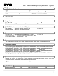 Document preview: Form OAC1 Outdoor Advertising Company Registration Application - New York City