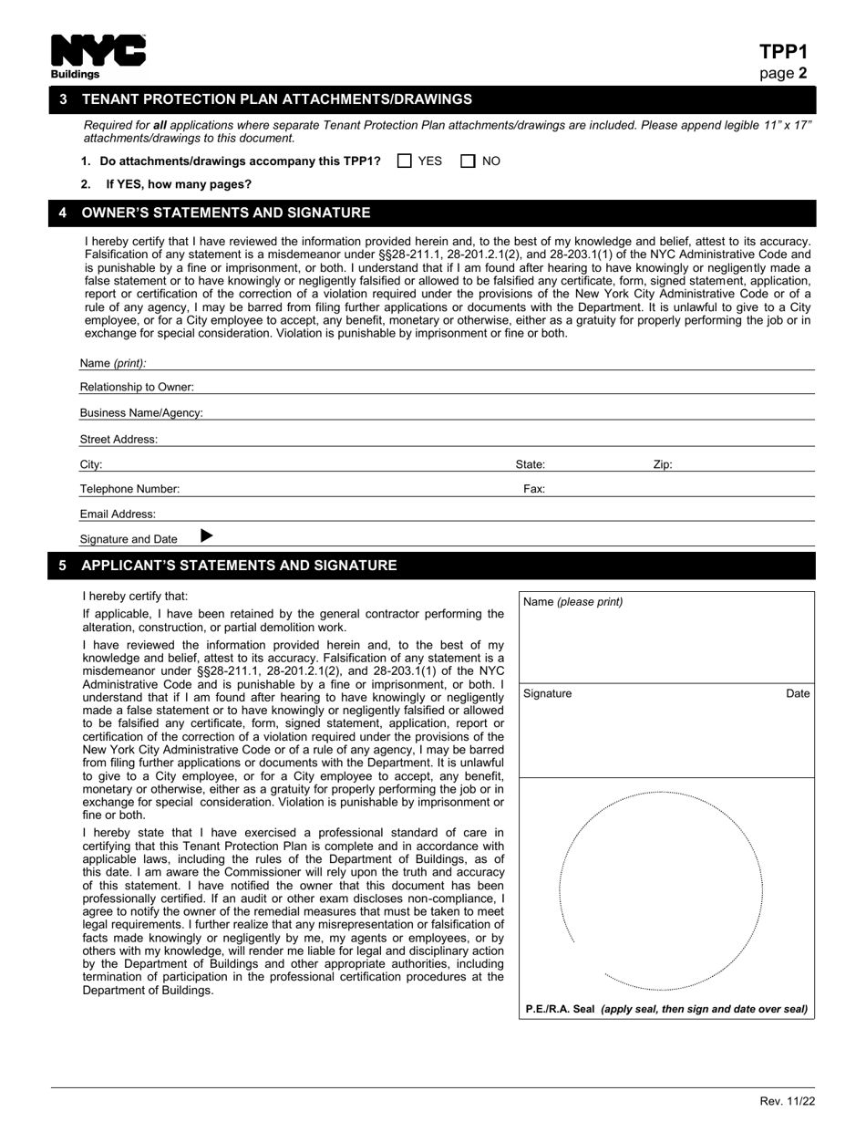 Form TPP1 Tenant Protection Plan - New York City, Page 2