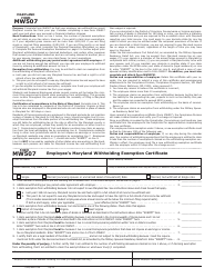 Document preview: Maryland Form MW507 (COM/RAD-036) Employee's Maryland Withholding Exemption Certificate - Maryland