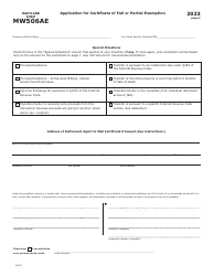Maryland Form MW506AE Application for Certificate of Full or Partial Exemption - Maryland, Page 2